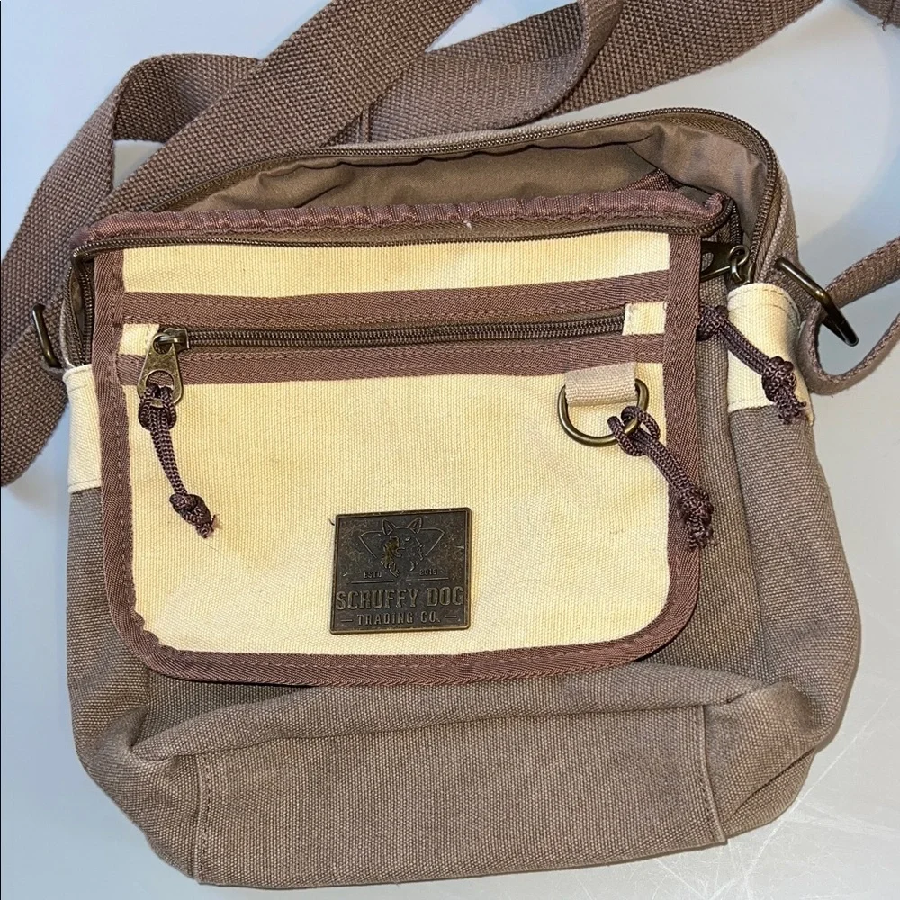 Small Messenger Bag Brown and Cream Men’s Canvas Scruffy Dog Australia